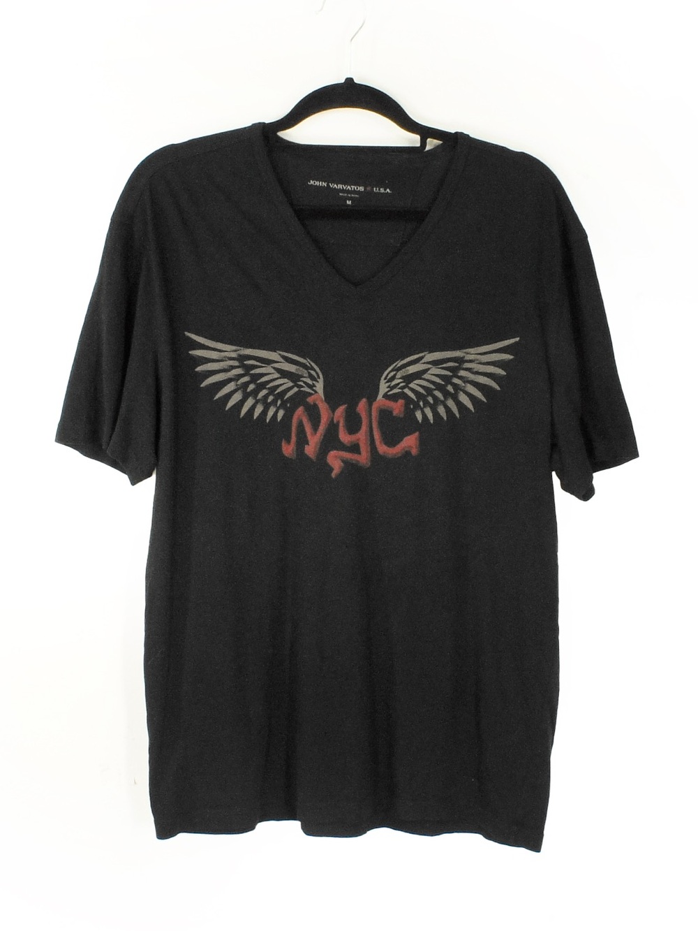 John Varvatos New York City NYC Retro Rocker Grunge Graphic Black Shirt
